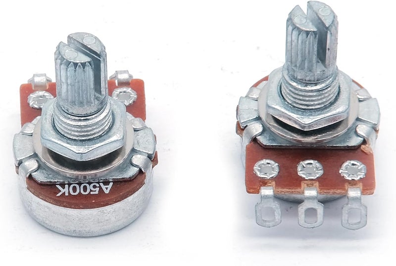 harpfeas 4PCS Mini Guitar Potentiometer Audio Volume Taper Pots for Fender Stratocaster Telecaster Guitar Bass Replacement (Short 15mm, A500K B500K) - Image 5